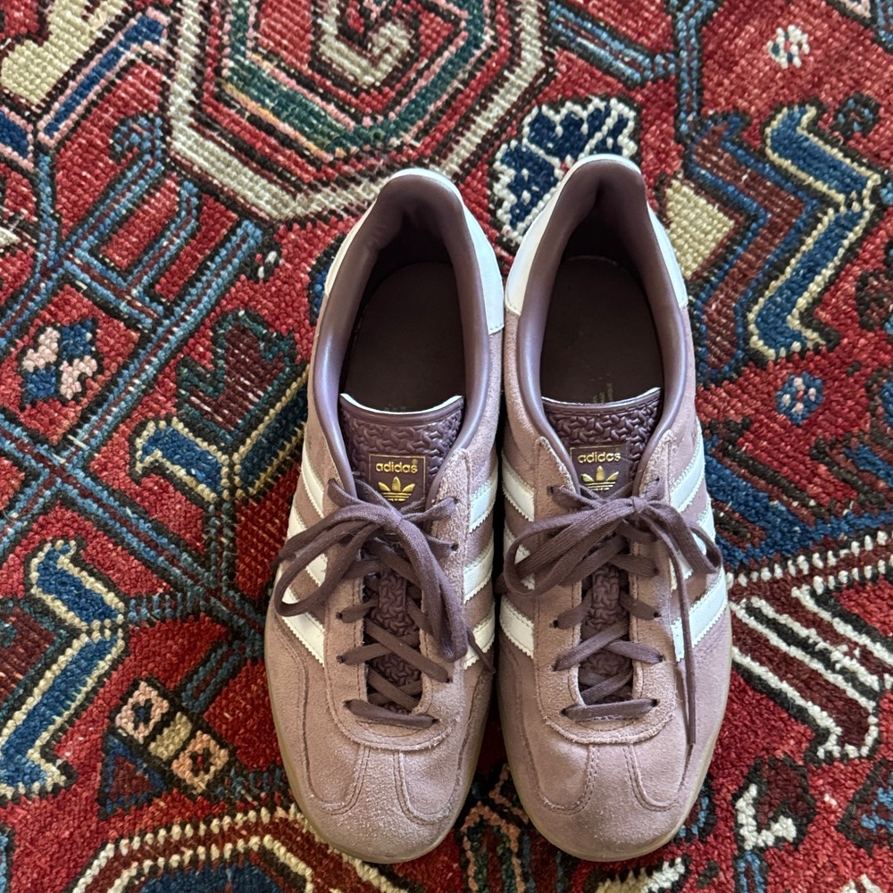 Adidas Mauve and White Sneakers